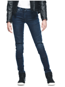 Jeansy motocyklowe damskie Dainese Denim Brushed Skinny Tex niebieskie