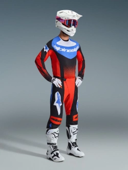 Spodnie cross Alpinestars MX Techstar Knif pomarańczowo-czarno-niebieskie