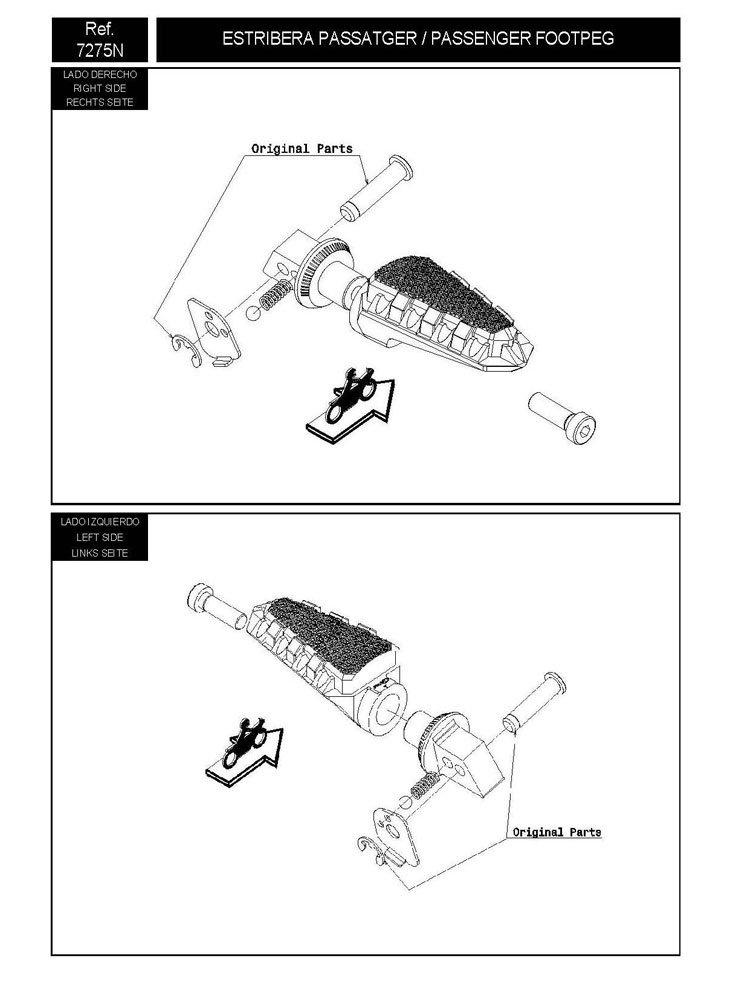 Mocowanie sportowych podnóżków PUIG do Suzuki DL 1000 V-Strom/XT (pasażera)