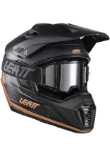 Kask enduro Leatt Moto 7.5 czarno-brązowy z goglami czarno-szarymi