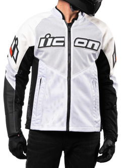 Kurtka motocyklowa skórzano-tekstylna Icon Mesh AF biało-czarna