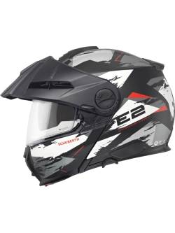 Zestaw: Kask szczękowy Schuberth E2 Trail czarno-szaro-biały matowy + dedykowany interkom motocyklowy