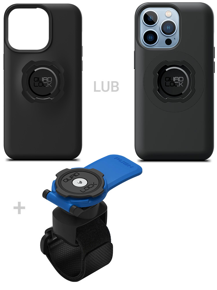 Zestaw: etui na telefon iPhone 13 Pro + uchwyt Quad Lock montowany za pomocą paska z szybkozłączką