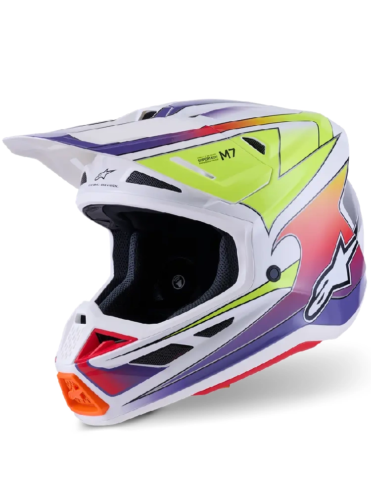 Kask enduro Alpinestars SM7 Fuse biało-fioletowy-fluo połysk