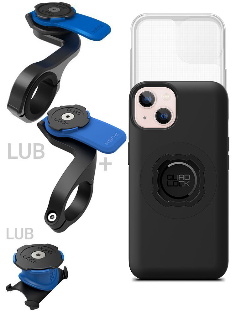Zestaw rowerowy: etui MAG na telefon iPhone 13 (magnetyczne) + wodoodporny pokrowiec MAG + mocowanie Quad Lock