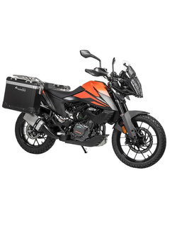 Zestaw: kufry boczne czarne "And-Black" Zega Pro + stelaże srebrne Touratech KTM 390 Adventure [poj.: 31+38l]