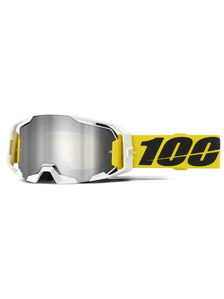 Gogle motocyklowe 100% ARmatic z lustrzaną srebrną szybką żółte