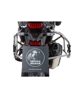 Zestaw: kufry boczne + stelaże Hepco&Becker Xplorer Cutout do Honda CRF 1100 L Africa Twin (19-21) (kufry srebrne stelaż srebrny)