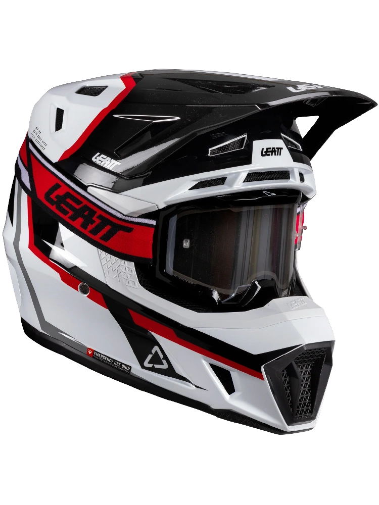 Kask enduro Leatt Moto 7.5 V25 czarno-szaro-czerwony z goglami czarno-czerwonymi
