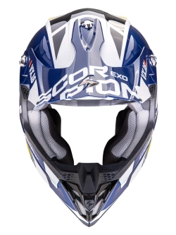 Kask enduro Scorpion VX-16 Evo Air Analog biało-niebiesko-żółty