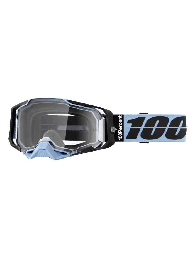 Gogle motocyklowe 100% Armega Koropi z przezroczystą szybką, zielono-niebieskie