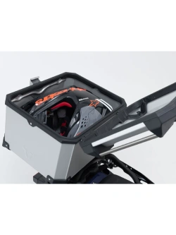 Zestaw: kufer centralny srebrny TRAX ADV + stelaż Adventure-rack SW-Motech Ducati Multistrada V2/ S (12,13,14) (24-) [poj.: 38l]