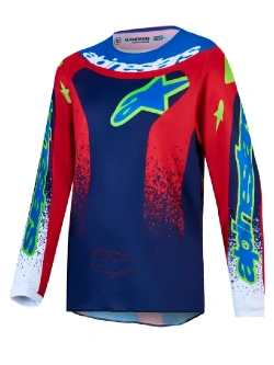 Bluza cross dziecięca Alpinestars MX Fluid Drag niebiesko-czerwono-biała