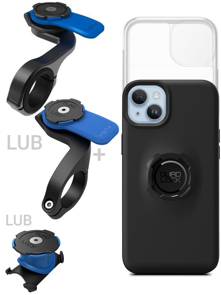 Zestaw rowerowy: etui na telefon iPhone 14 Plus + wodoodporny pokrowiec + mocowanie Quad Lock