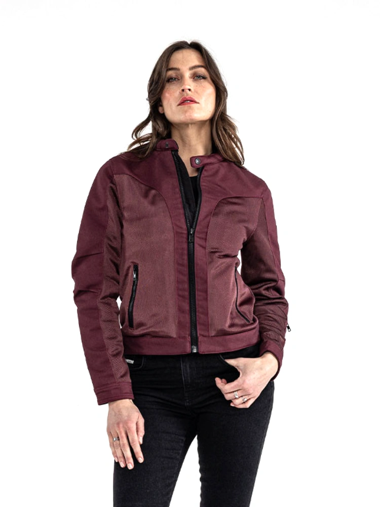 Kurtka motocyklowa tekstylna damska John Doe Aero Mesh bordowa