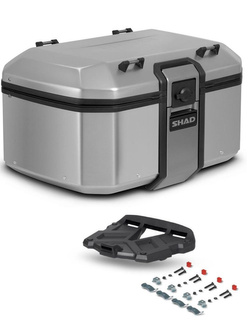 Kufer centralny aluminiowy SHAD TR55 Terra srebrny + plastikowa duża płyta montażowa [pojemność: 55 l]