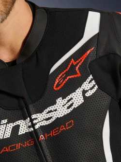 Kombinezon motocyklowy skórzany dwuczęściowy Alpinestars GP Force V2 czarno-biało-czerowny
