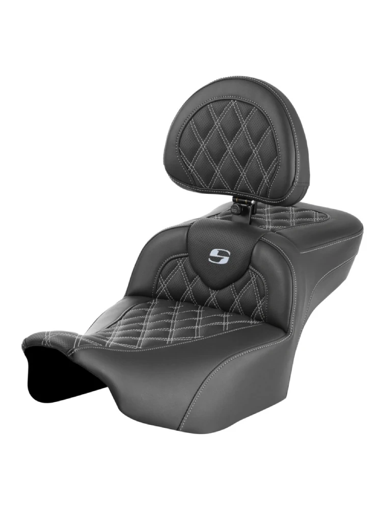 Kanapa motocyklowa dla kierowcy i pasażera z oparciem Saddlemen Roadsofa LS Extended Reach Harley Davidson Road Glide/ Street Glide (wybrane modele) (23-) czarno-srebrna
