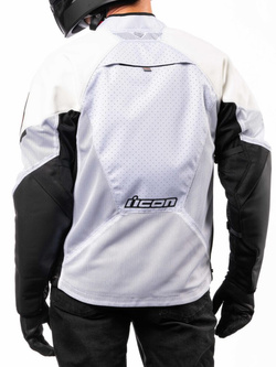 Kurtka motocyklowa skórzano-tekstylna Icon Mesh AF biało-czarna