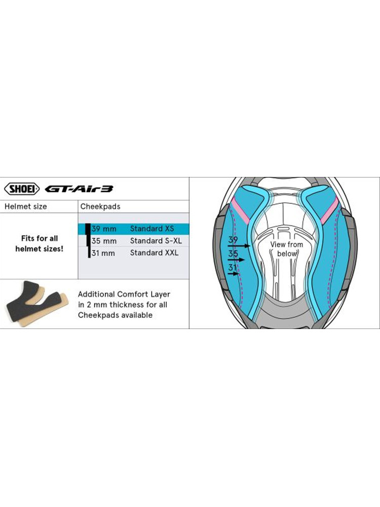 Wkładki policzkowe typ R Shoei do kasku GT-Air 3 (rozm. 39mm)