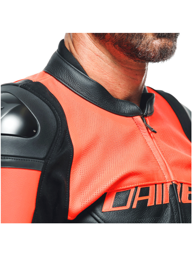 Kurtka motocyklowa skórzana Dainese Racing 4 perforowana czarno-czerwona