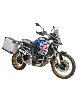 Zestaw: kufry boczne srebrne "And-S" Zega Pro + stelaże srebrne Touratech BMW F 900 GS (24-) [poj.: 38+45l]