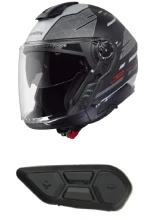 Zestaw: Kask otwarty Schuberth J2 Nova czarno-szary + dedykowany interkom motocyklowy