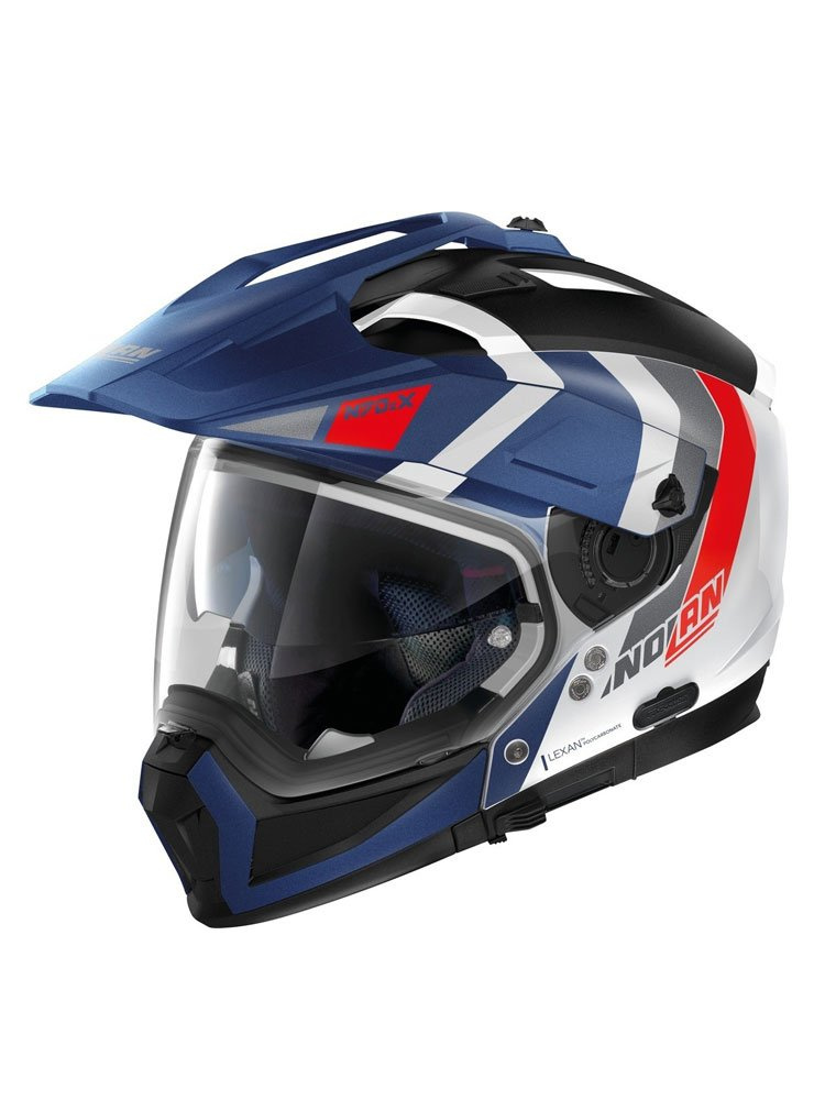 Kask modułowy Nolan N70.2 X Decurio N-Com niebiesko-biały