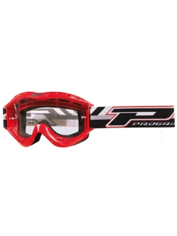 Gogle motocyklowe dziecięce Progrip PG3101-102 Atzaki z przezroczystą szybką, czerwono-biało-czarne