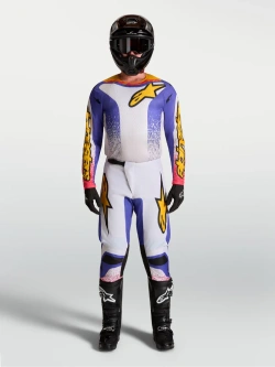 Bluza cross Alpinestars MX Fluid Drag biało-niebiesko-żółte