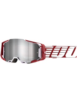 Gogle motocyklowe 100% Armega Oversized z szybką lustrzaną czerwono-białe