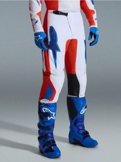 Spodnie cross Alpinestars MX Fluid Grid biało-pomarańczowo-niebieskie