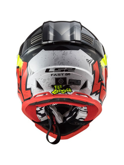 Kask enduro LS2 MX437 Fast Evo Crusher czarno-czerwono-szary