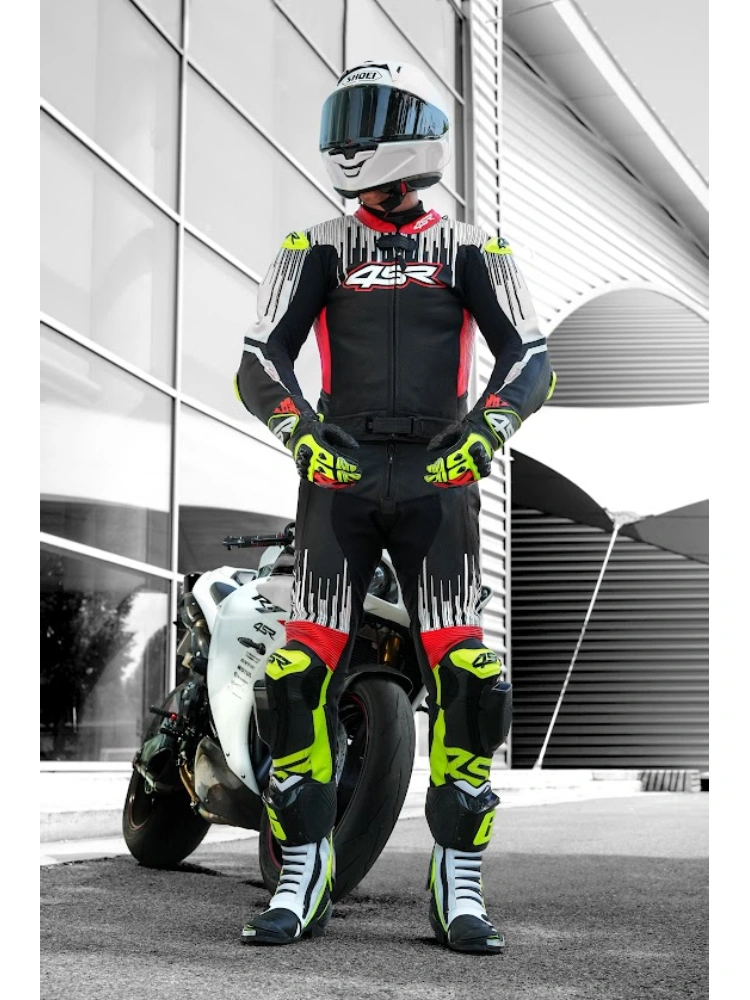 Kombinezon motocyklowy dwuczęściowy 4SR RR Stripes AR czarno-biało-czerwony