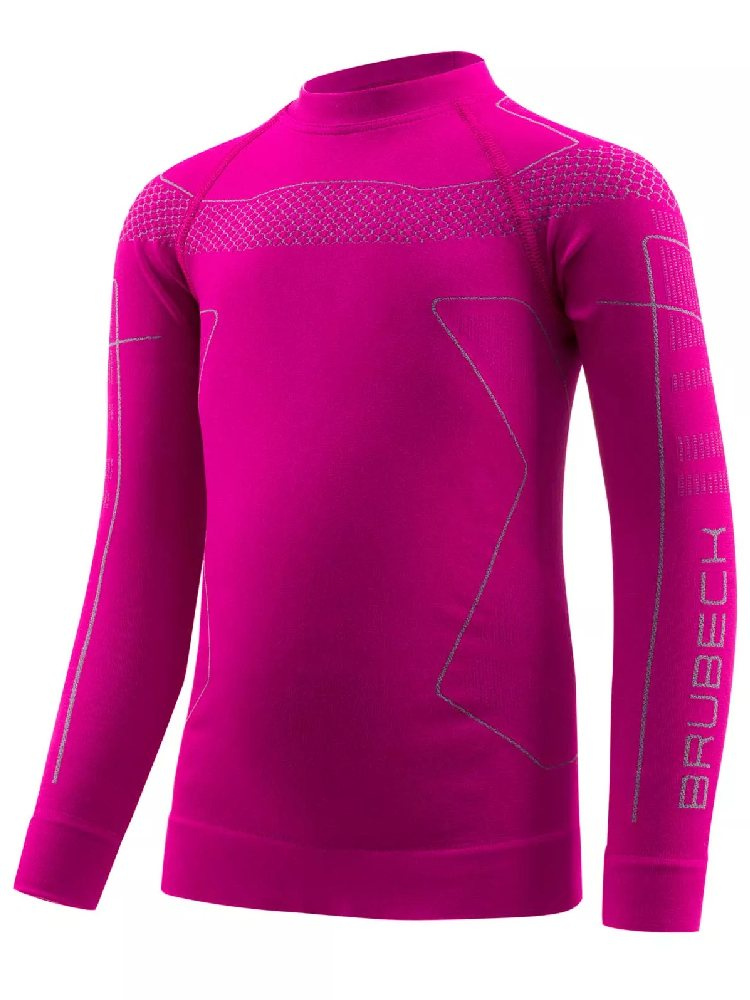 Bluza termoaktywna dziecięca Brubeck Thermo Kids różowo-szara