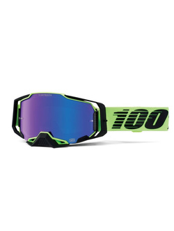Gogle motocyklowe 100% Armega Uruma z szybką lustrzaną czarno-zielone