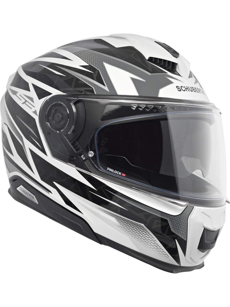 Zestaw: Kask integralny Schuberth S3 Thunder czarno-biały połysk + dedykowany interkom motocyklowy
