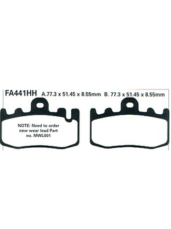 Klocki hamulcowe EBC FA441HH 77,3 x 51,45 x 8.55mm NA PRAWY PRZÓD