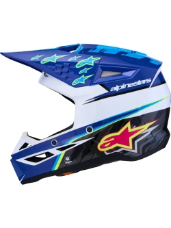 Kask enduro dziecięcy Alpinestars SM3 Falcon biało-niebiesko-czarny połysk