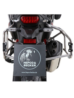 Zestaw: kufry boczne + stelaże Hepco&Becker Xplorer Cutout do Honda CRF 1100 L Africa Twin (19-21) (kufry czarne, stelaż srebrny)
