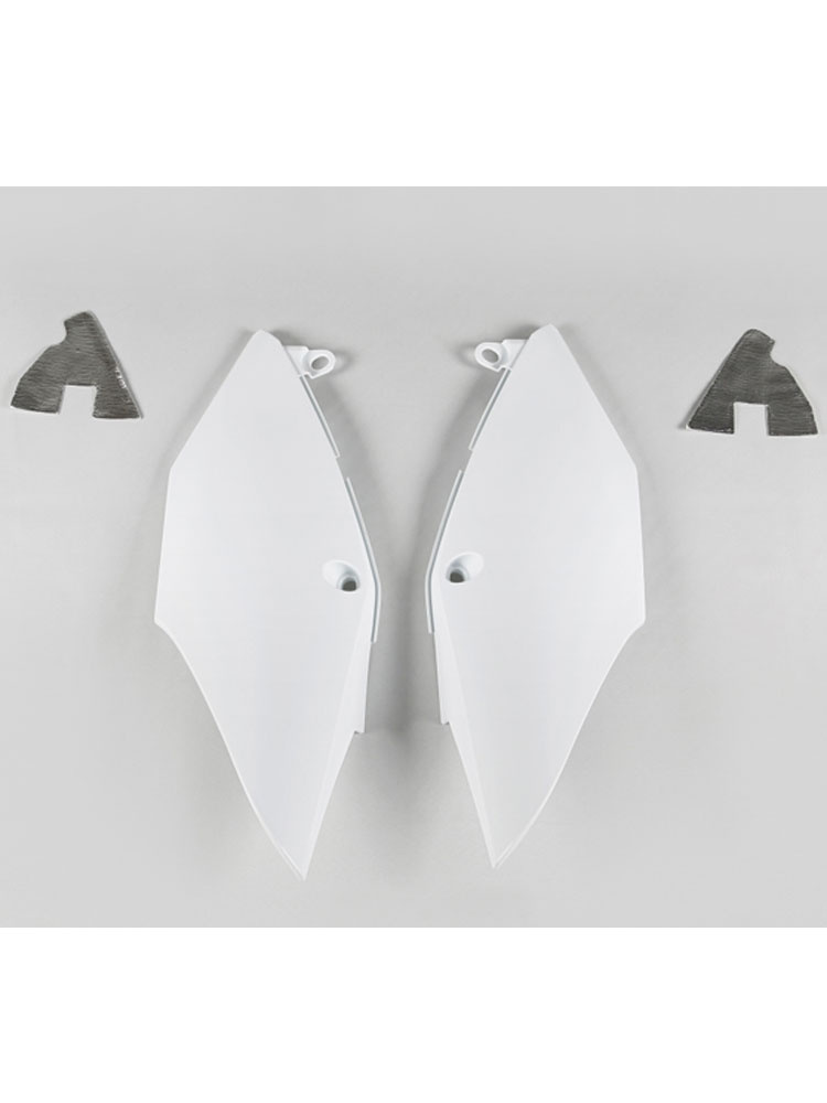 Osłony boczne tylne UFO do Hondy CRF 250R (18-21), CRF 250RX (19-21), CRF 450R / CRF 450RX (17-20) biale
