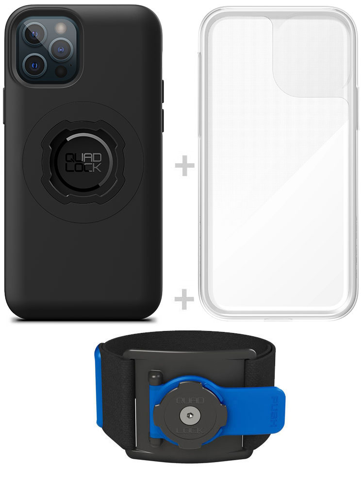 Zestaw do biegania: etui MAG na telefon iPhone 12 / 12 Pro (magnetyczne) + wodoodporny pokrowiec MAG + opaska sportowa Quad Lock