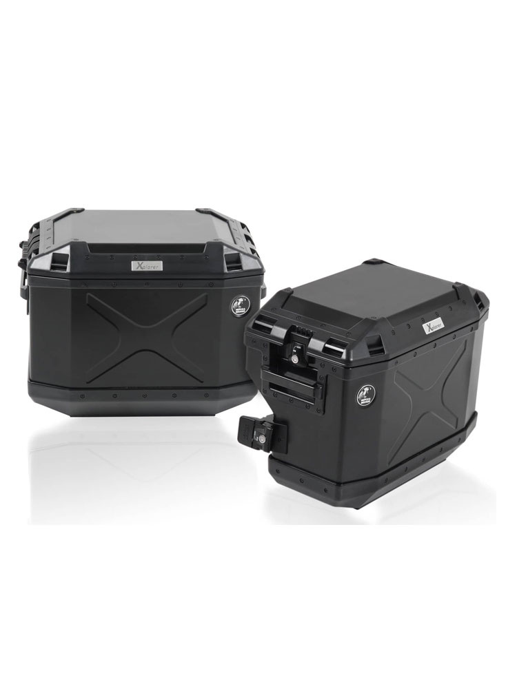 Zestaw: kufry boczne + stelaże Hepco&Becker Xplorer Cutout do Aprilia Tuareg 660 (22-24) czarne