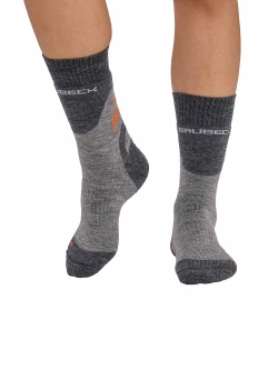 Skarpety termoaktywne damskie Brubeck Trekking Merino szaro-pomarańczowe