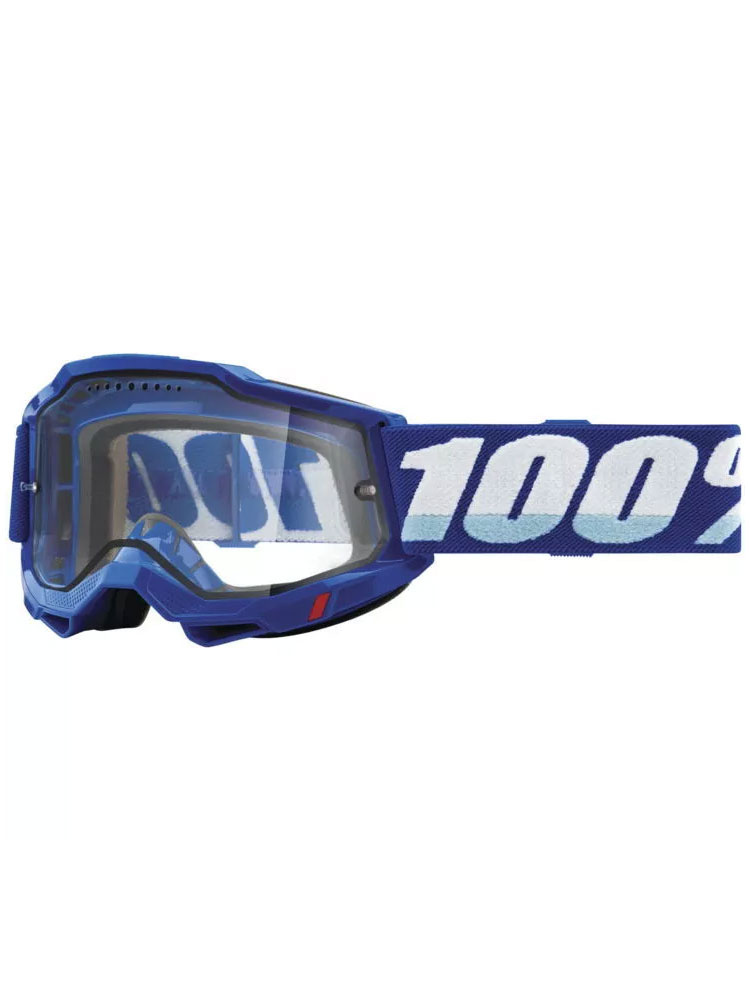 Gogle motocyklowe 100% Accuri 2 z podwójną szybką przezroczystą, niebiesko-białe