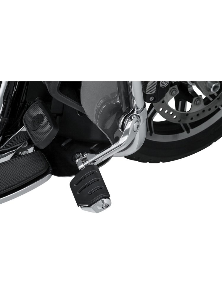 Długie spacerówki Tour-Tech z podnóżkami Trident Dually ISO Kuryakyn uniwersalne chromowane