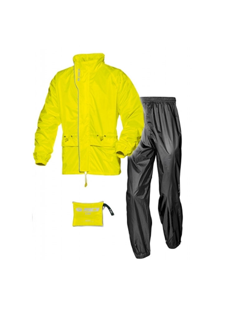 Kombinezon przeciwdeszczowy motocyklowy dwuczęściowy K-OUT 3 czarny-fluo