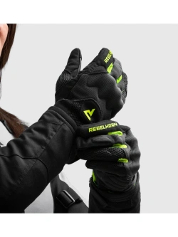 Rękawice motocyklowe letnie damskie Rebelhorn Core czarno-szare-fluo