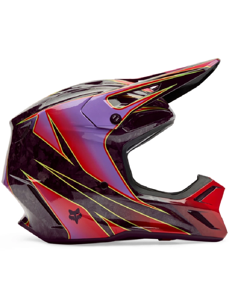 Kask enduro Fox V3 Rs Canvas czarno-czerwono-fioletowy