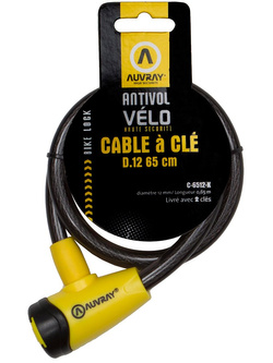Stalowa linka AUVRAY CABLE D12 z zamkiem [długość: 65 cm, średnica 12mm]